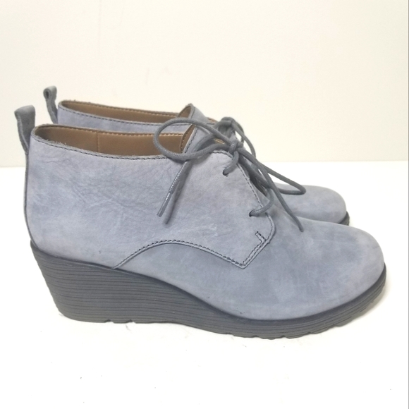 Dansko Shoes - Dansko Cadee Nubuck Suede Lace Up Wedge Sole Bootie 38 Women's 8 Blue Gray